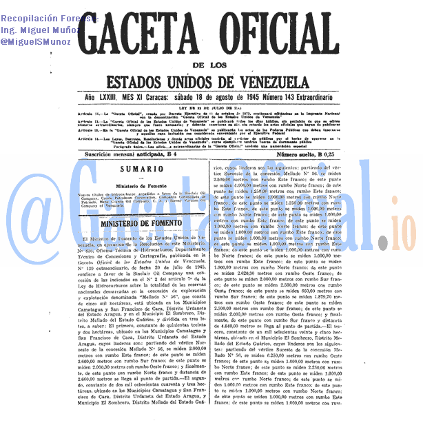 Gaceta Oficial 143 del 18 Agosto 1945