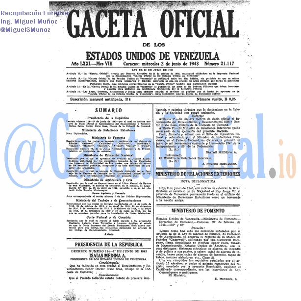 Gaceta Oficial 21117 del 2 Junio 1943