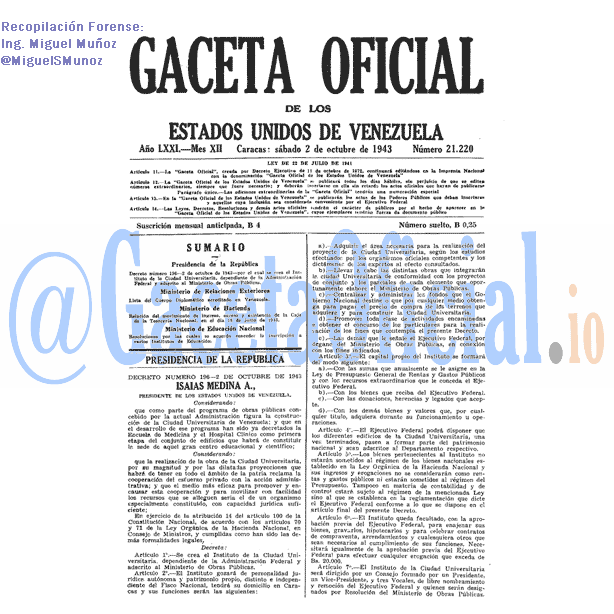 Gaceta Oficial 21220 del 2 Octubre 1943