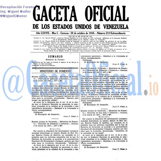 Gaceta Oficial 213 del 28 Octubre 1948