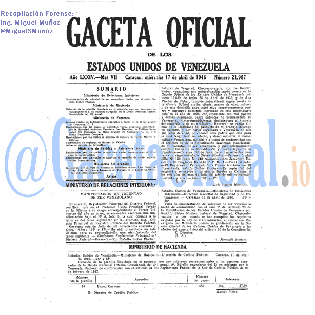 Gaceta Oficial 21987 del 17 Abril 1946