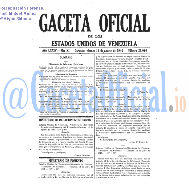 Gaceta Oficial 22086 del 16 Agosto 1946