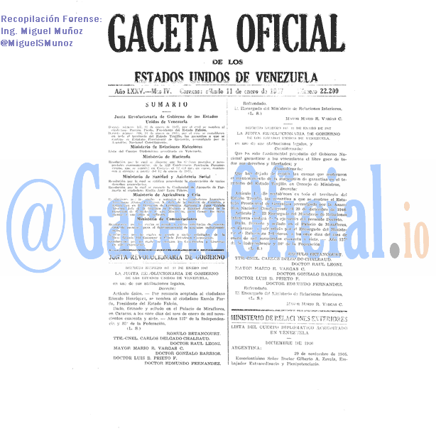 Gaceta Oficial 22209 del 11 Enero 1947