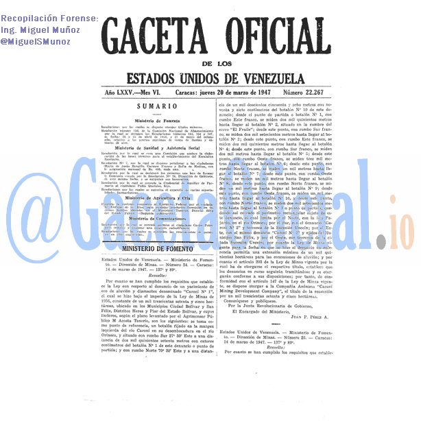 Gaceta Oficial 22267 del 20 Marzo 1947