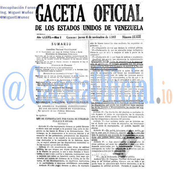 Gaceta Oficial 22458 del 6 Noviembre 1947