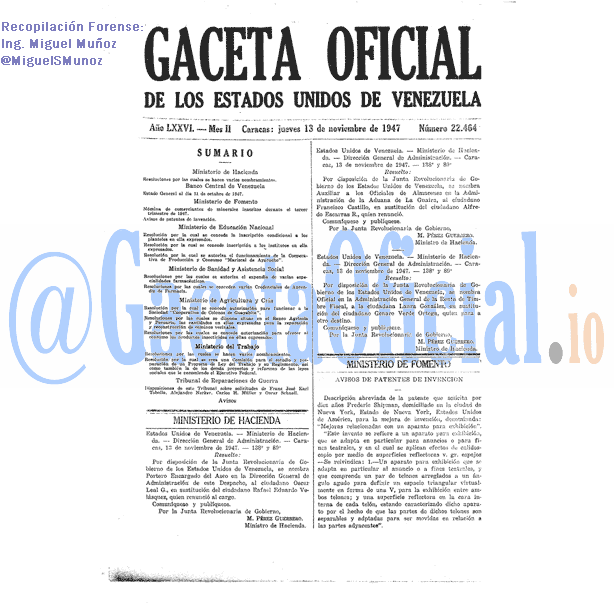 Gaceta Oficial 22464 del 13 Noviembre 1947