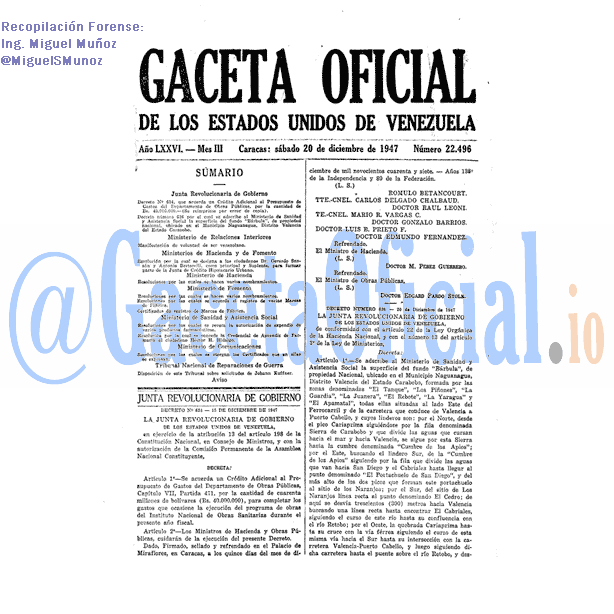 Gaceta Oficial 22496 del 20 Diciembre 1947
