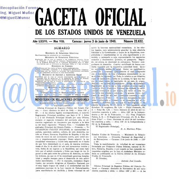 Gaceta Oficial 22632 del 3 Junio 1948