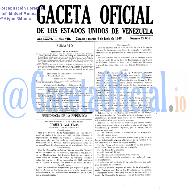 Gaceta Oficial 22636 del 8 Junio 1948