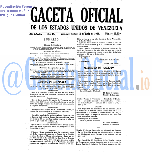 Gaceta Oficial 22639 del 11 Junio 1948
