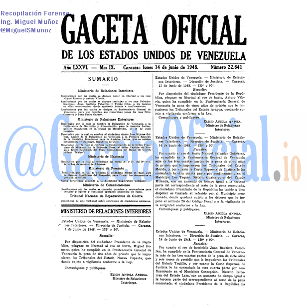 Gaceta Oficial 22641 del 14 Junio 1948