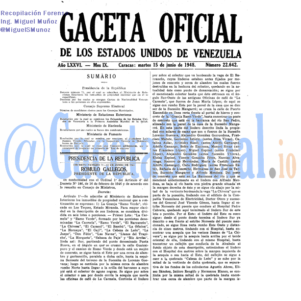 Gaceta Oficial 22642 del 15 Junio 1948