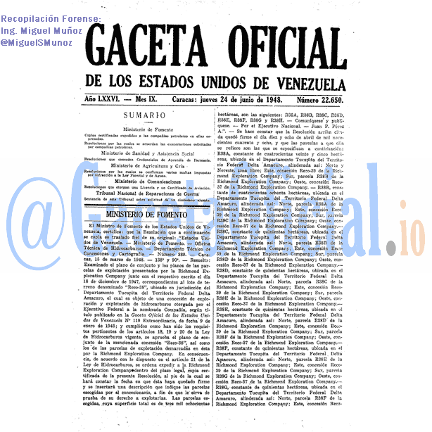 Gaceta Oficial 22650 del 24 Junio 1948