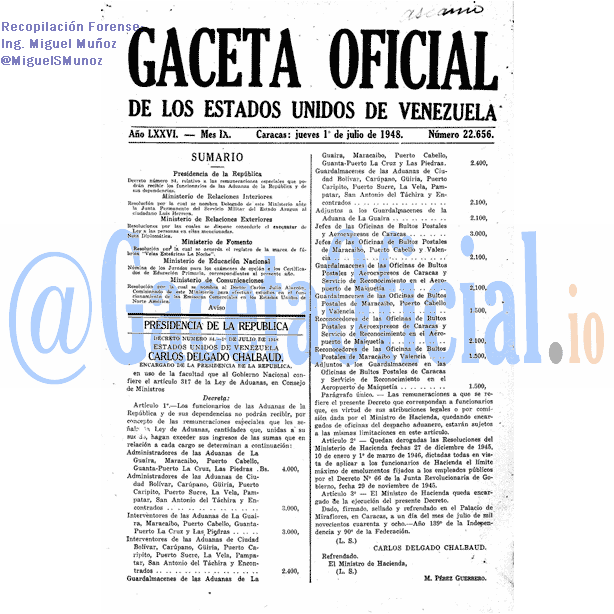 Gaceta Oficial 22656 del 1 Julio 1948