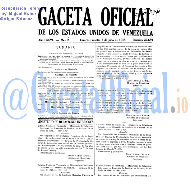 Gaceta Oficial 22659 del 6 Julio 1948