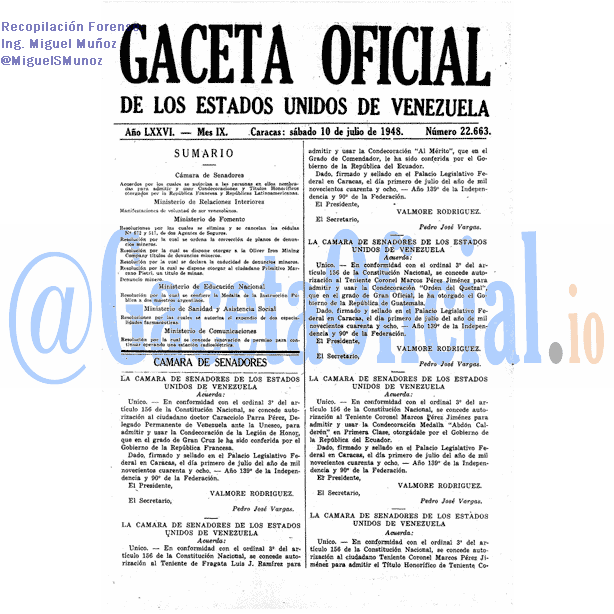 Gaceta Oficial 22663 del 10 Julio 1948