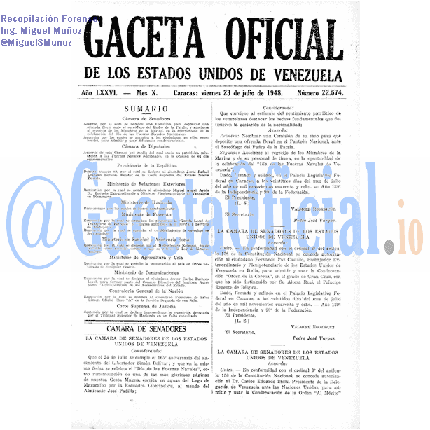 Gaceta Oficial 22674 del 23 Julio 1948