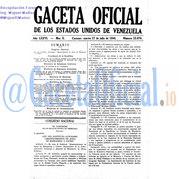Gaceta Oficial 22676 del 27 Julio 1948