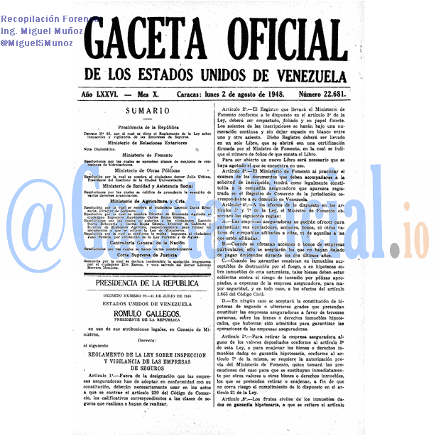 Gaceta Oficial 22681 del 2 Agosto 1948