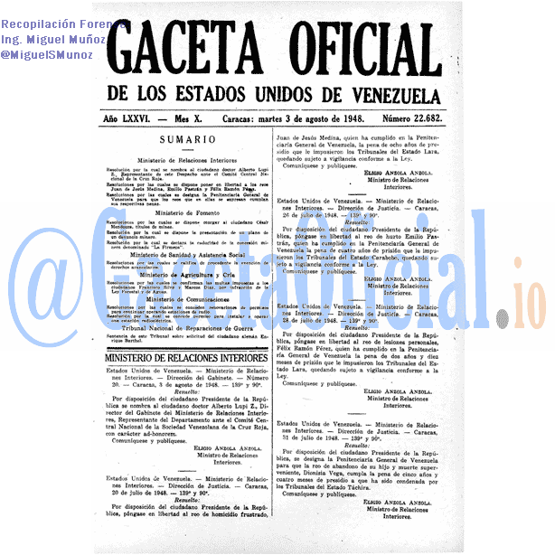 Gaceta Oficial 22682 del 3 Agosto 1948
