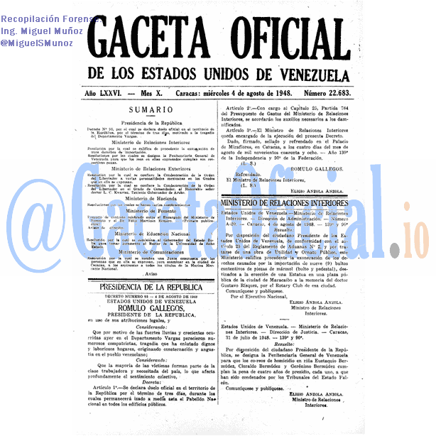 Gaceta Oficial 22683 del 4 Agosto 1948