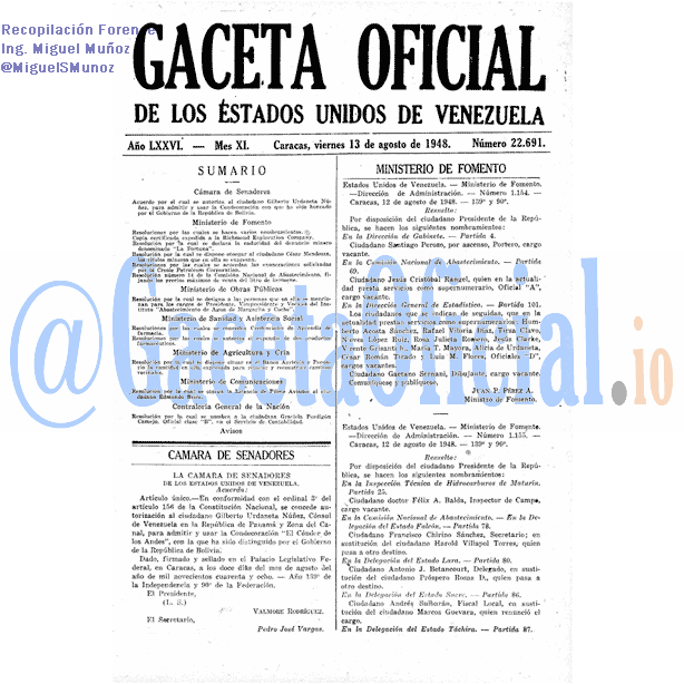 Gaceta Oficial 22691 del 13 Agosto 1948