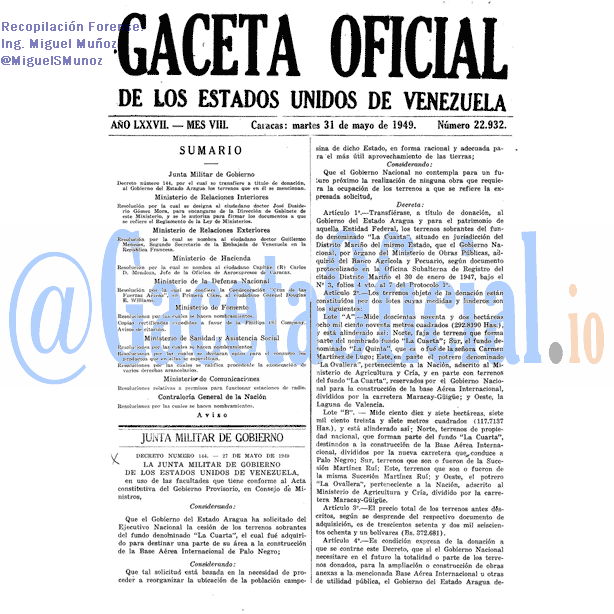 Gaceta Oficial 22932 del 31 Mayo 1949