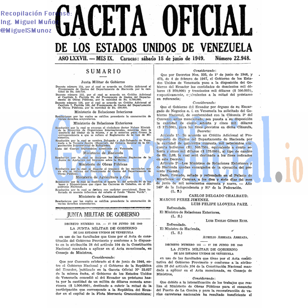 Gaceta Oficial 22948 del 18 Junio 1949