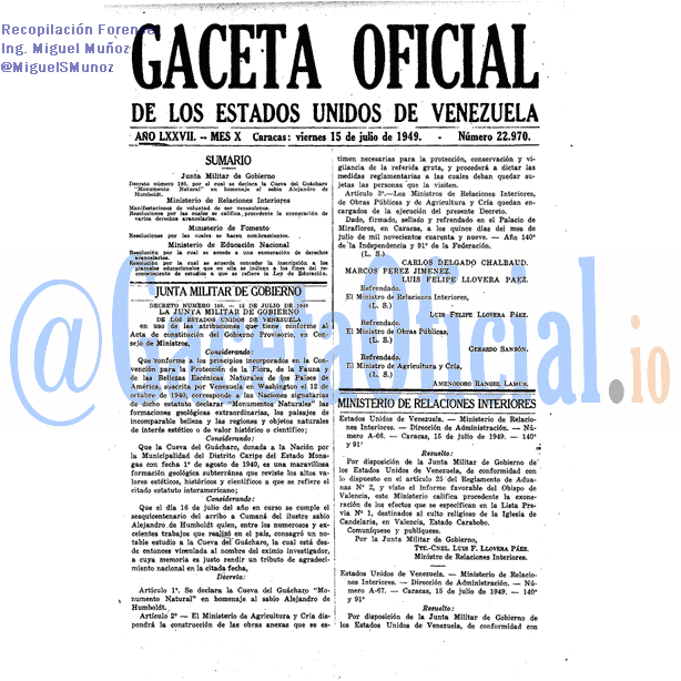 Gaceta Oficial 22970 del 15 Julio 1949