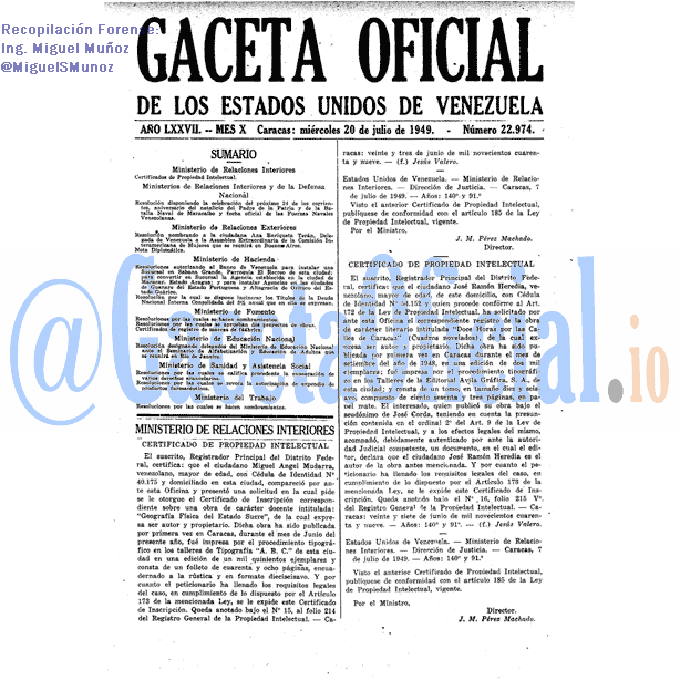 Gaceta Oficial 22974 del 20 Julio 1949