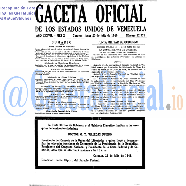 Gaceta Oficial 22978 del 25 Julio 1949
