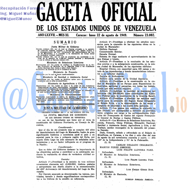 Gaceta Oficial 23002 del 22 Agosto 1949