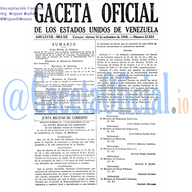 Gaceta Oficial 23024 del 16 Septiembre 1949