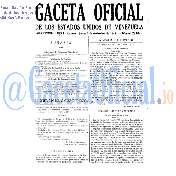 Gaceta Oficial 23064 del 3 Noviembre 1949