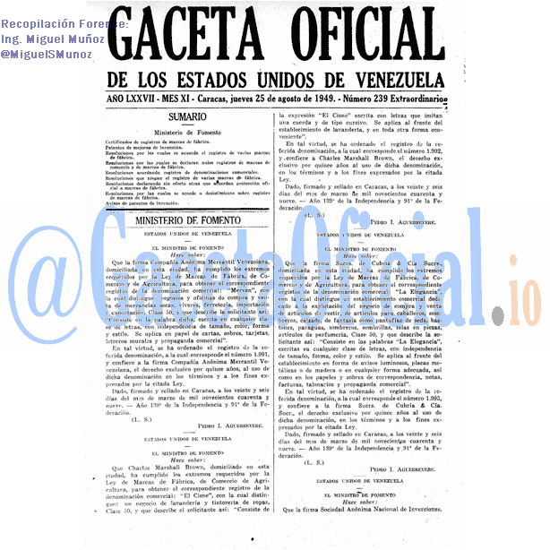 Gaceta Oficial 239 del 25 Agosto 1949