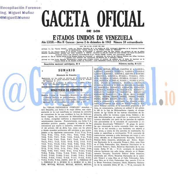 Gaceta Oficial 59 del 2 Diciembre 1943