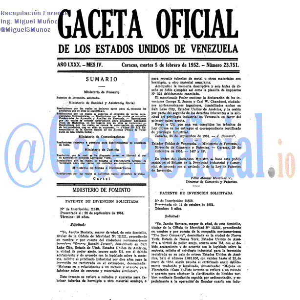 Gaceta Oficial 23751 del 5 Febrero 1952
