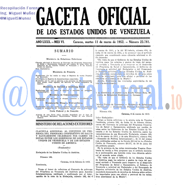 Gaceta Oficial 23781 del 11 Marzo 1952