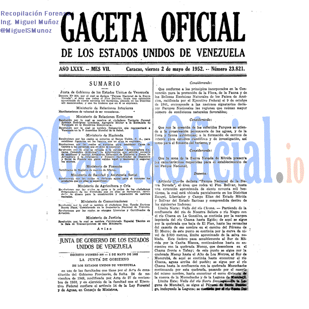 Gaceta Oficial 23821 del 2 Mayo 1952