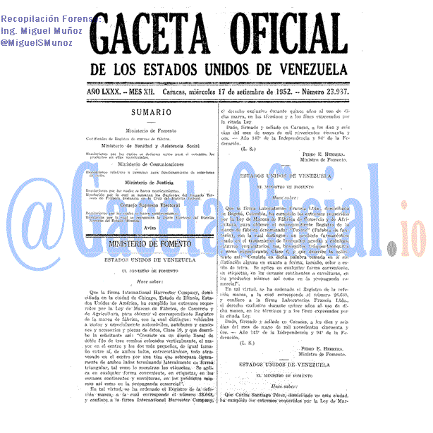 Gaceta Oficial 23937 del 17 Septiembre 1952