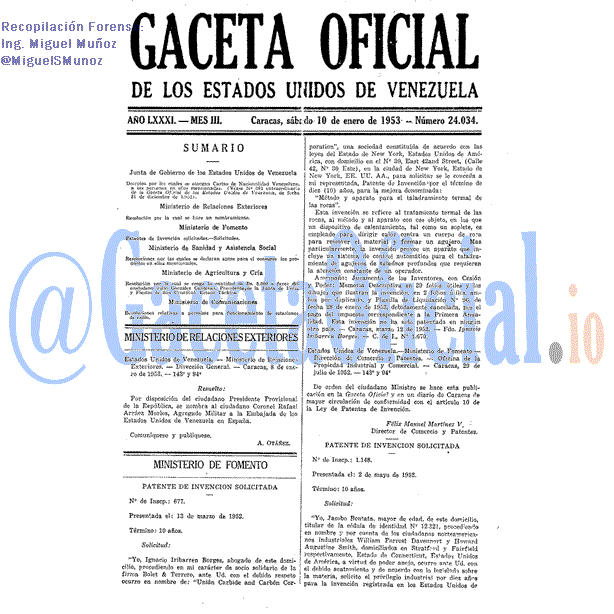 Gaceta Oficial 24034 del 10 Enero 1953