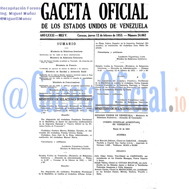 Gaceta Oficial 24062 del 12 Febrero 1953