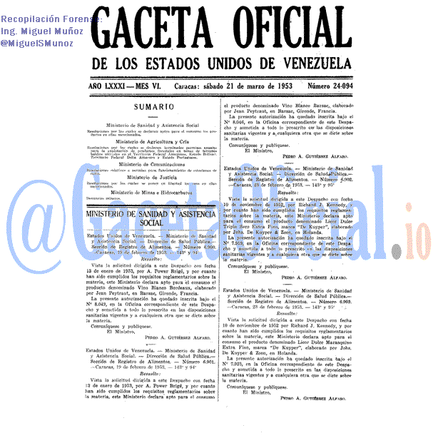Gaceta Oficial 24094 del 21 Marzo 1953