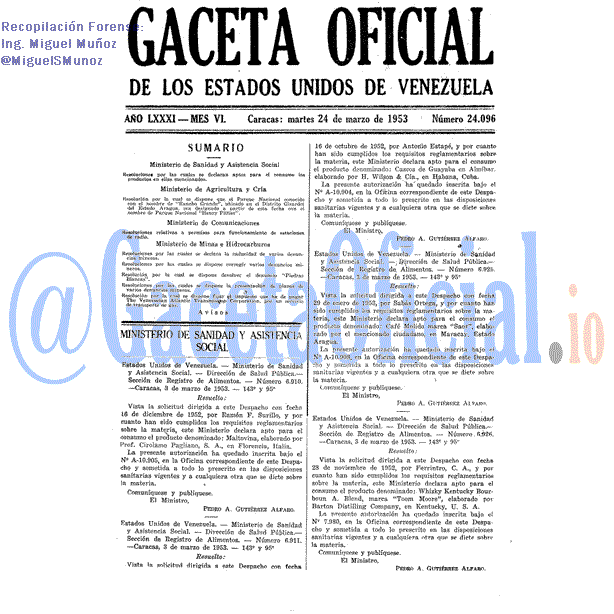 Gaceta Oficial 24096 del 24 Marzo 1953