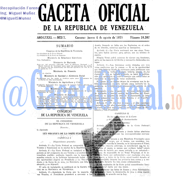 Gaceta Oficial 24207 del 6 Agosto 1953