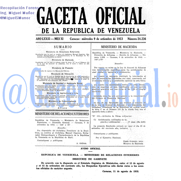 Gaceta Oficial 24236 del 9 Septiembre 1953