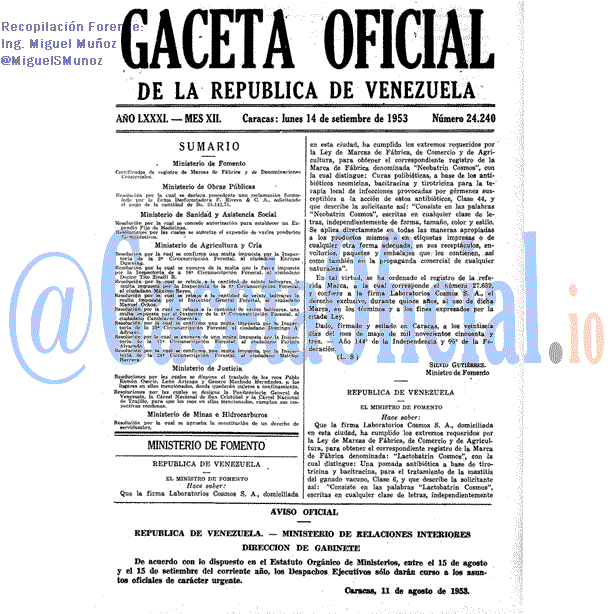 Gaceta Oficial 24240 del 14 Septiembre 1953