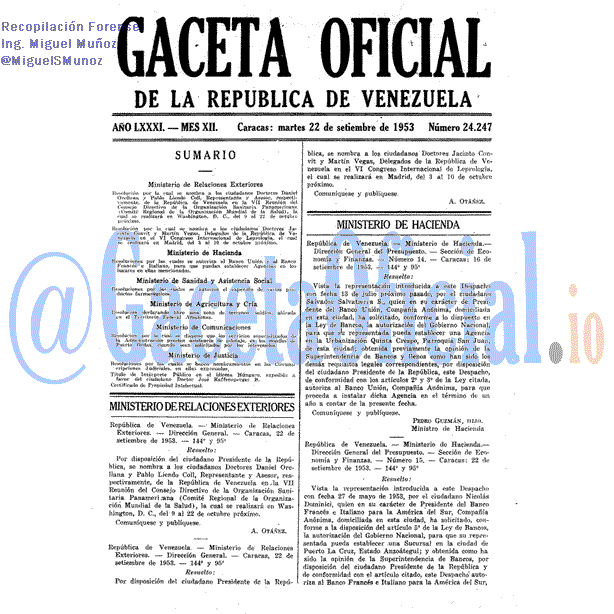 Gaceta Oficial 24247 del 22 Septiembre 1953