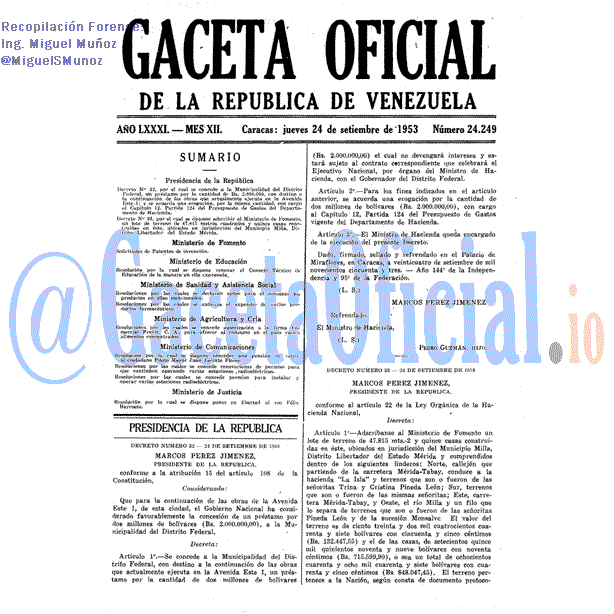 Gaceta Oficial 24249 del 24 Septiembre 1953