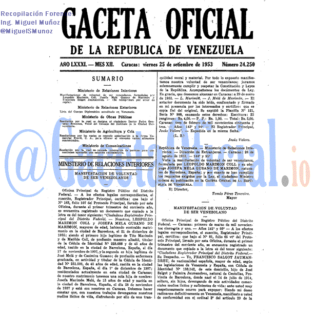 Gaceta Oficial 24250 del 25 Septiembre 1953